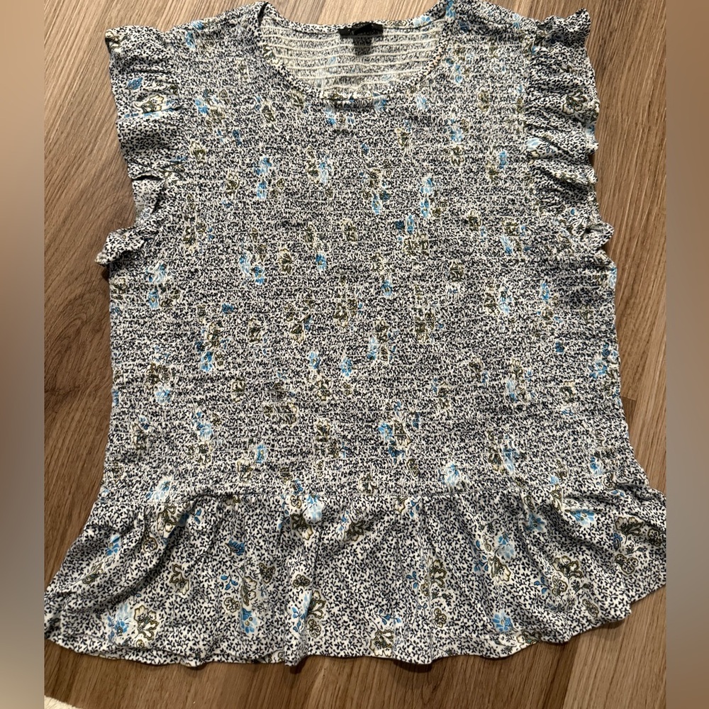 Floral Ruffle Sleeve Top